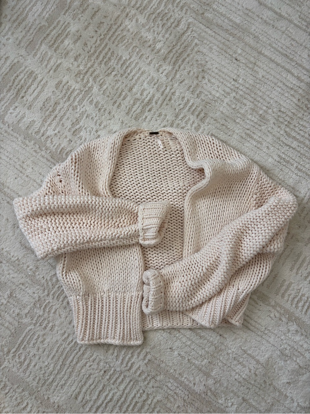 Free People Chunky Cream Open-Front Cardigan - Picture 1 of 2